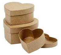 Creotime boîtes Coeur papier mâché 10-12,5-15 cm marron 3-pièces Marron G