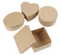 Creotime boîtes en papier mâché Medium10-12 cm marron 4 pièces Marron G