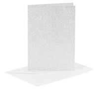 Creotime cartes à paillettes avec enveloppes 10,5 x 15 cm 4 pièces argent Argent G