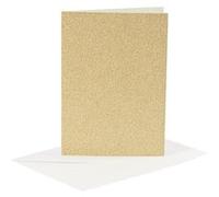 Creotime cartes à paillettes avec enveloppes 10,5 x 15 cm 4 pièces d'or Doré G