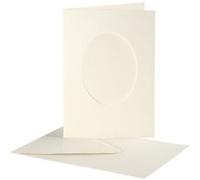 Creotime Cartes Passepartout ovales avec enveloppe 15 cm blanche Blanc G