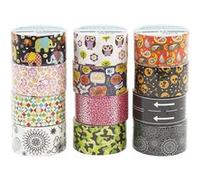 Creotime cartouches de ruban adhésif en toile 48 mm x 12 mètres 12 rouleaux Multicolore G