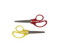 Creotime ciseaux pour enfants rouge/jaune 12,5 cm droits et gauchers rond 12 pièces