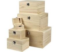 Creotime ensemble de boîtes en bois avec fermeture unisexe 6 pièces Marron G