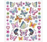 Creotime feuille d'autocollant fleurs et papillon 16,5 x 15 cm 21 pièces Multicolore G