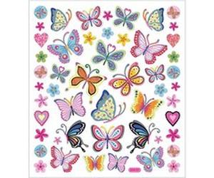 Creotime feuille d'autocollant fleurs et papillon 16,5 x 15 cm 21 pièces Multicolore G