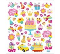 Creotime feuille d'autocollants anniversaire 16,5 x 15 cm 49 pièces G