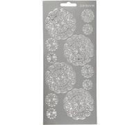 Creotime feuille d'autocollants fleurs d'argent Argent
