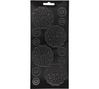 Creotime feuille d'autocollants fleurs noires Noir