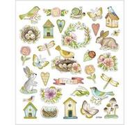 Creotime feuille d'autocollants Printemps et Pâques multicolores 15 x 16,5 cm Multicolore G