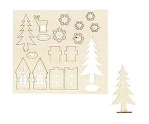Creotime figures en bois arbre / cerf brun 17 cm Marron G