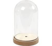 Creotime jarre à cloche sur socle en bois 18cm Transparent G