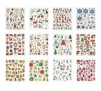 Creotime Livre d'autocollants Noël 12 feuilles 15,5 x 15 cm 584 pièces Multicolore G