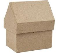Creotime maison en papier mâché 8,5 x 10,5 cm marron 4 pièces
