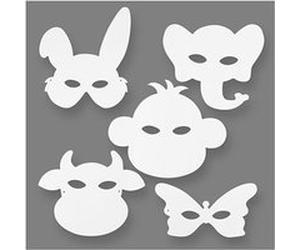 Creotime masques d'animaux blanc h : 13-24 cm l : 20-28 cm 16 pièces Blanc G