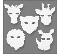 Creotime masques d'animaux de la jungle blanc h : 22,5-25 cm l : 20,5-22,5 cm Blanc G