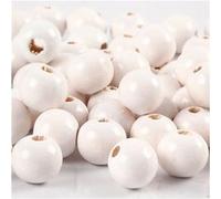 Creotime Perles en bois 10 mm blanches Blanc G