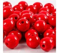 Creotime Perles en bois 10 mm rouges Rouge G