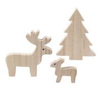 Creotime Renne avec arbre de Noël 6+12+15 cm x 1,5 cm Marron G