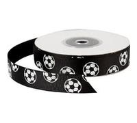 Creotime ruban 20 m 15 mm noir avec ballons de football Blanc G