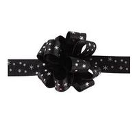 Creotime ruban 5 m 18 mm noir avec étoiles argentées Argent
