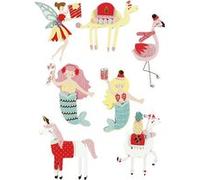 Creotime Stickers 3D animaux, sirène 50-60 mm x 30-45 mm 7 pièces Bleu G