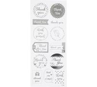Stickers Thank You, sheet 10x24 cm, approx. 13 pc, silver, thank you, 1sheet