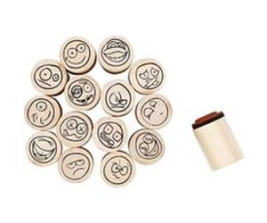 Creotime timbres smileys 20 mm 15 pièces Marron G