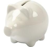 Creotime tirelire 8 x 8,5 cm porcelaine blanc ivoire 10 pièces Blanc G