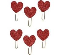 Creotime trombones coeurs pailleté rouge 30 mm 6 pièces Rouge G