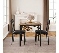 Creperture Ensemble Salle à Manger 3 Pièces Compact - Table Carrée Bois et Métal avec 2 Chaises Rembourrées