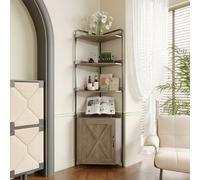 Creperture Étagère d'angle avec espace de rangement, 4 niveaux, 180 cm, étagère d'angle debout avec rangement, bibliothèque industrielle, étagère de rangement pour salon, chambre à coucher, bureau et