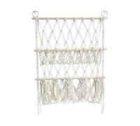 Creperture Hamac de Rangement pour Jouets en Peluche à 2 Couches en Bois à Suspendre au Mur Hamac de Rangement en Macramé Bohème pour Chambre d'enfant, Salle de Jeux, Organisateur de Jouets, B
