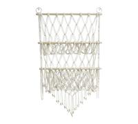 Creperture Hamac de Rangement pour Jouets en Peluche à 2 Couches en Bois à Suspendre au Mur Hamac de Rangement en Macramé Bohème pour Chambre d'enfant, Salle de Jeux, Organisateur de Jouets, A