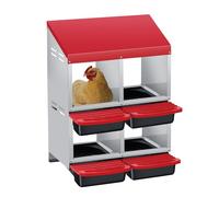 Creperture Nichoirs à 2 étages pour poules - 4 trous - En carton robuste avec couvercle - Trous d'aération - Facile à nettoyer - Rouge