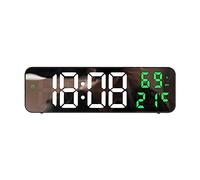 Creperture Réveil Numérique, 23 cm Horloge Murale LED Grand écran sans Tic-tac Alimentation par Piles USB Réveil électronique avec Température d'humidité et Luminosité Réglable pour Bureau Maison