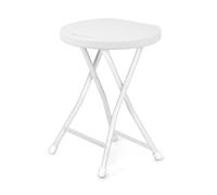 Creperture Tabouret pliant avec poignée de transport, capacité de charge de 150 kg, tabouret pliable avec pieds antidérapants pour l'intérieur et l'extérieur, jardin, 33 x 29,2 x 46 cm, blanc