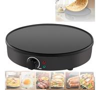Crêpière 30 cm (12 Pouces), crêpière 1000 W avec revêtement antiadhésif, température réglable, Chauffage Rapide, indicateur, Machine à roti Maker Chapati Maker pour Steak Frit, œufs au Plat, Tacos