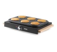Crêpière - DOMO - DO8717P - 1000 W - Pour 6 crêpes de Ø 11,5 cm - Thermostat réglable - Noir / Bois