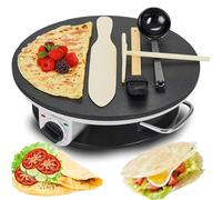 Crêpière électrique 1200 W - Plaque antiadhésive de 30 cm avec température réglable pour tortillas, quesadillas, pizzas et pains