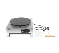 Crêpière Électrique 3 KW Crepiere Poêle Antiadhésive 40cm Température Réglable Avec Spatule En Bois 48,5 x 45 x 24cm - Pour Maison Restaurant Food Truck