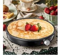 Crêpière électrique Ø30cm (plaque antiadhésive spatule et répartiteur incl. idéal pour pancakes galettes burritos & taccos