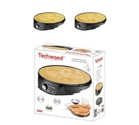 Crêpière Électrique - TECHWOOD - 1200W - Revêtement anti-adhésif - Pieds antidérapants - 35x9x38 cm
