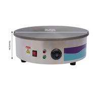 Crêpière électrique 3KW en fonte avec plaque de cuisson ronde de 17,7 pouces 50-300 ℃ Machine à crêpes professionnelle et domestique à température réglable, chauffage uniforme, pieds antidérapants, no