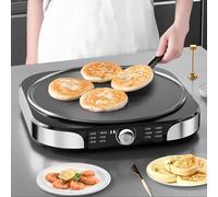 Crêpière électrique 40 cm, plaque de cuisson antiadhésive, idéale pour les chapatis, les crêpes et les pancakes. Température réglable, rangement pliable, 2200 W. Convient également pour les