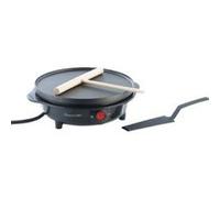 Rosenstein & Söhne – Crêpière électrique 18 cm 500 W – Noir antiadhésif avec spatule et râteau