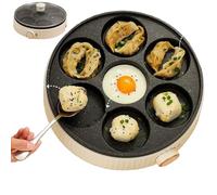 Crêpière électrique 7 trous d'une puissance de 900 W et d'un diamètre de 30 cm, puits individuels de 9 cm avec une profondeur de 2,2 cm, revêtement en pierre naturelle pour un chauffage uniform white