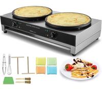Crêpière électrique à double plaque, grille à crêpes antiadhésive commerciale avec accessoires
