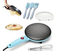 Crêpière électrique antiadhésive, appareil à crêpes, omelettes et rotis avec température réglable, plaque de cuisson compacte pour petit-déjeuner, cuisine familiale et utilisation quotidienne (Blue)