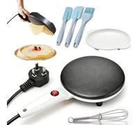 Crêpière électrique antiadhésive, appareil à crêpes, omelettes et rotis avec température réglable, plaque de cuisson compacte pour petit-déjeuner, cuisine familiale et utilisation quotidienne (White)
